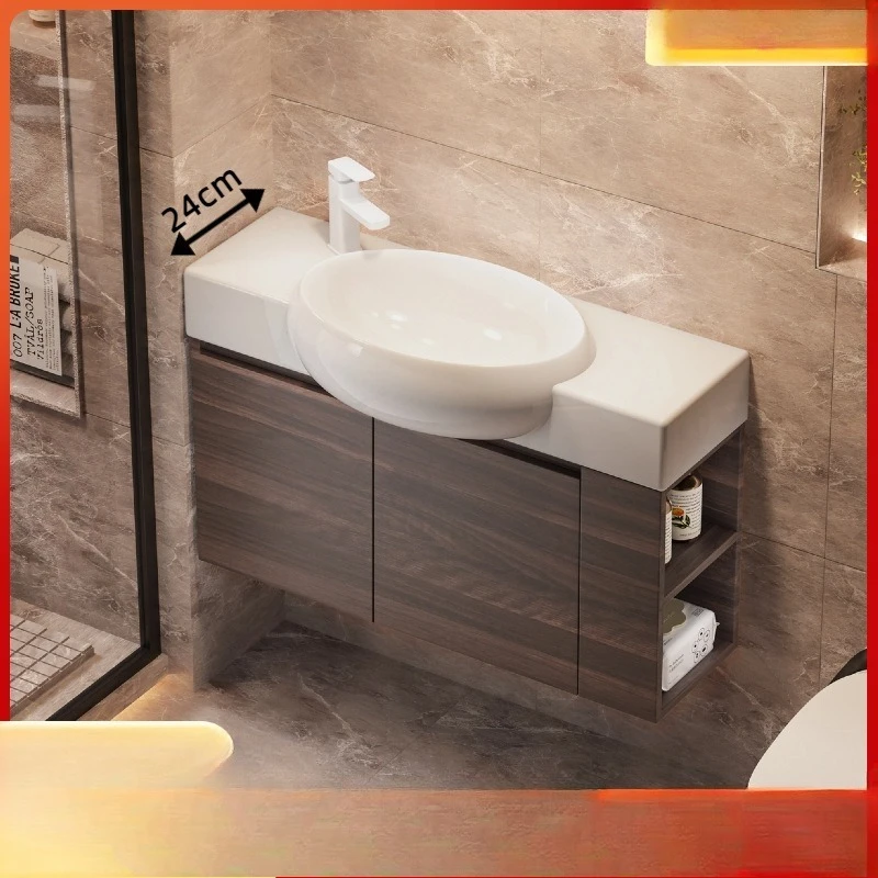 Walnut small apartment solid wood bathroom cabinet medium antique washing table wash basin basin cabinet combination cabinet