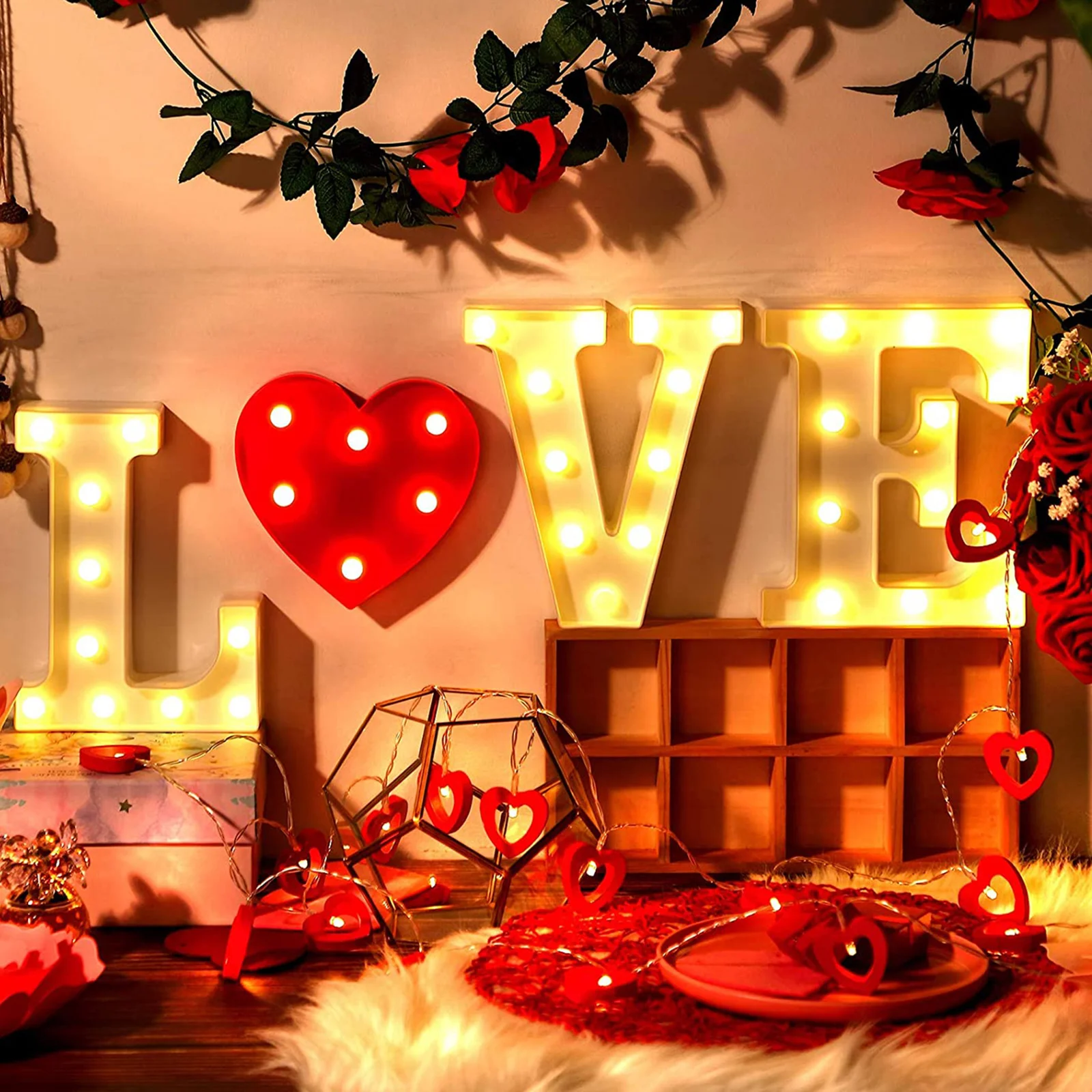 

1Set Decorative Love Letter Design Light Romantic Night Lamp Party Room Home Atmosphere LED Light Love Letter Design Lights