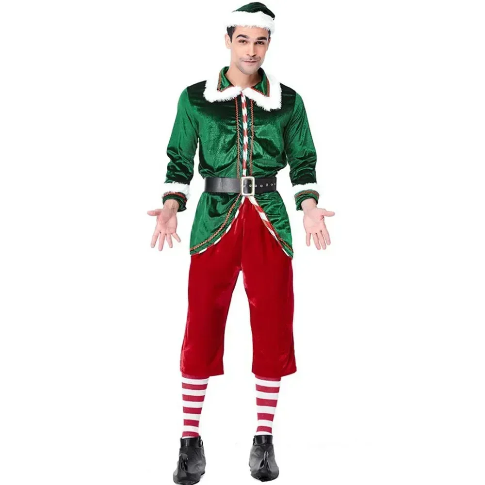 Christmas Elf Cosplay Costume para homens e mulheres, trajes de luxo, Papai Noel, Ano Novo, Carnaval, Xmas Party Clothing, Adultos