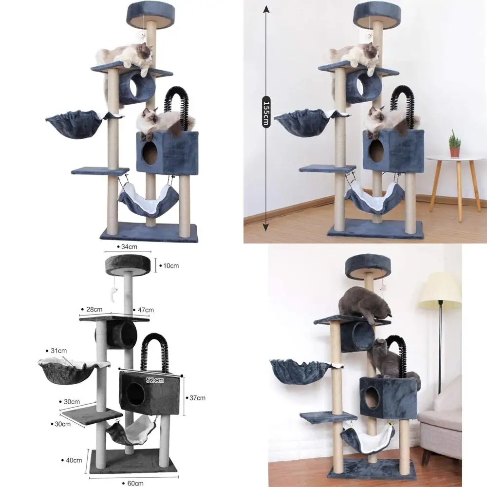 

"61 inch multi-level cat tree with sisal scratching posts for kittens and cats"