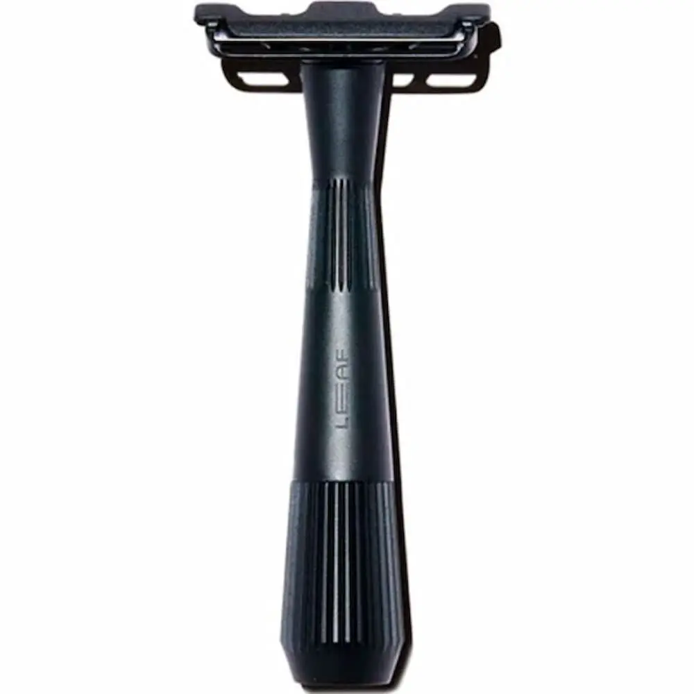 All-Metal Single Blade Razor with Magnetic Load Assist, 5 Stainless Steel Blades, Ideal for Sensitive Skin and Light Hair, Black