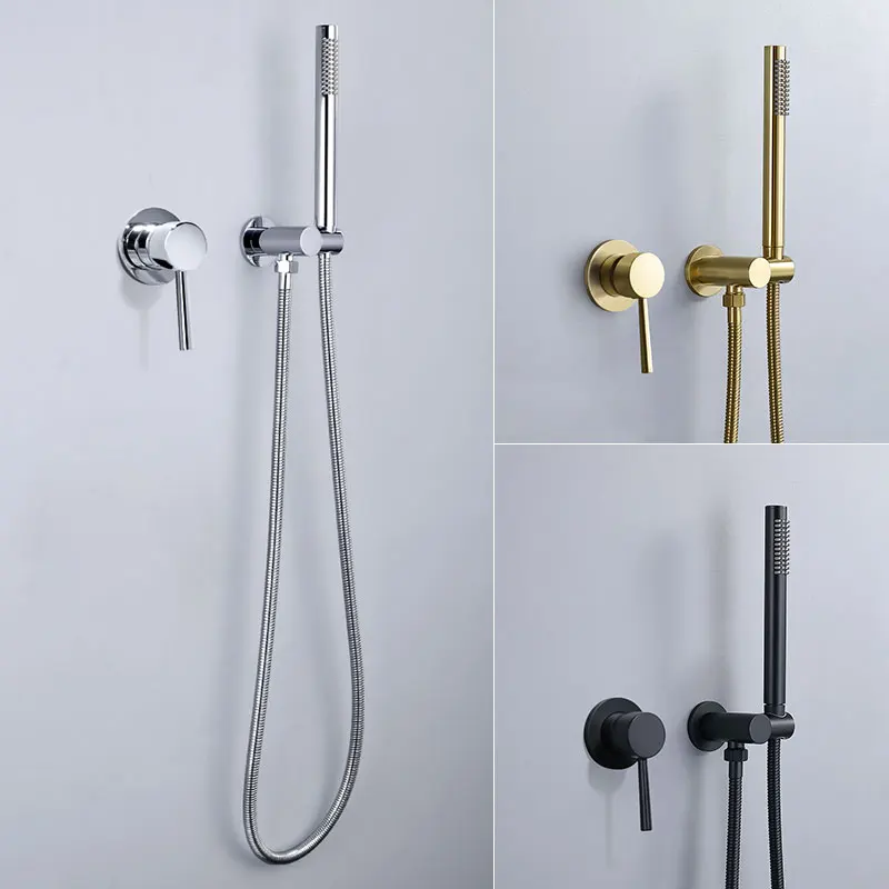 Matte Black Concealed Shower Set Hot and Cold Mixer Tap Bathroom Up Down Adjustable Water Flow Brass With Valve Kit