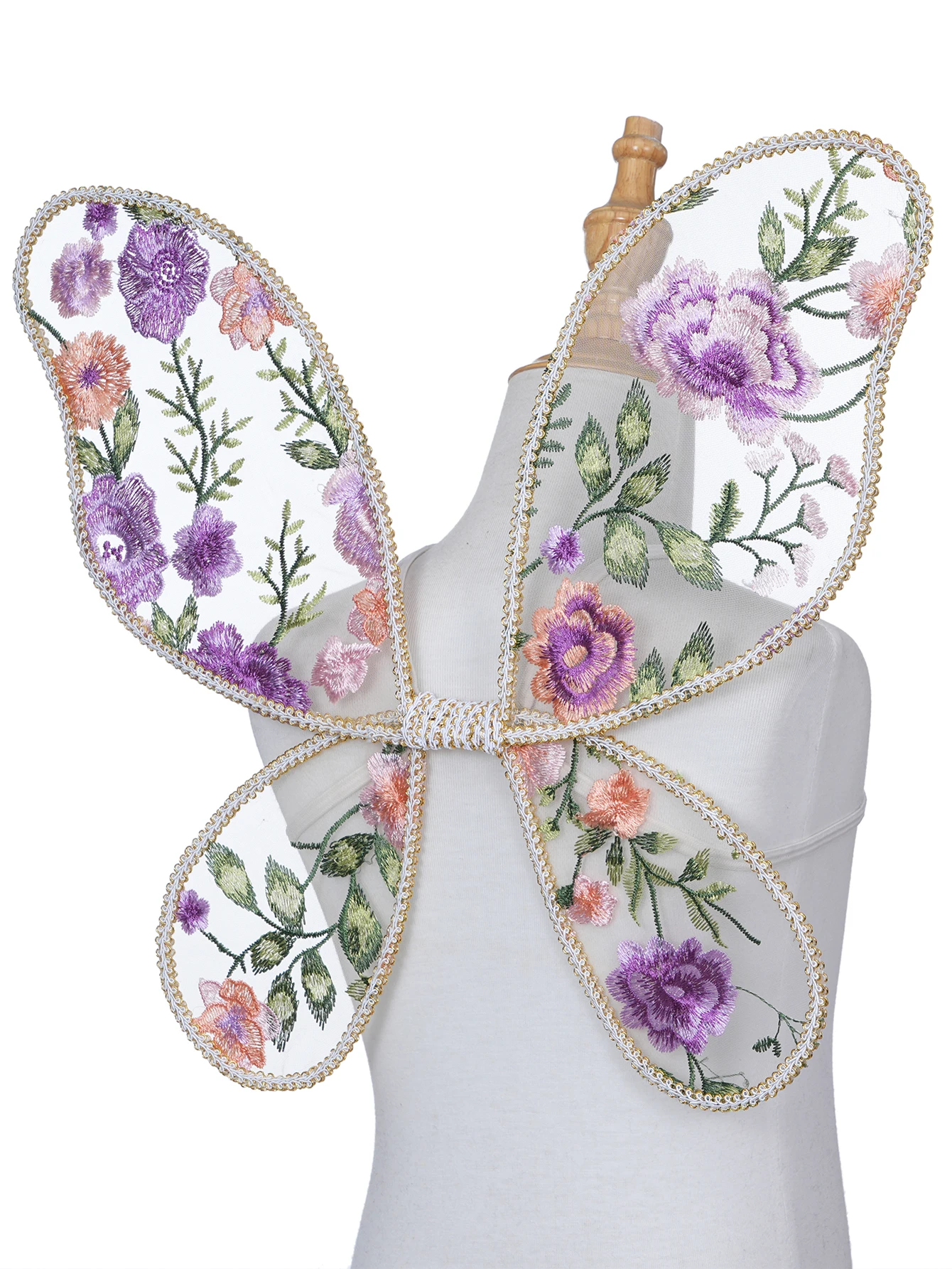 Embroidered Purple Flowers Butterfly Fairy Wings Decoration Dress up Lace butterfly wings Party Costume Princess Fairy wings Cos