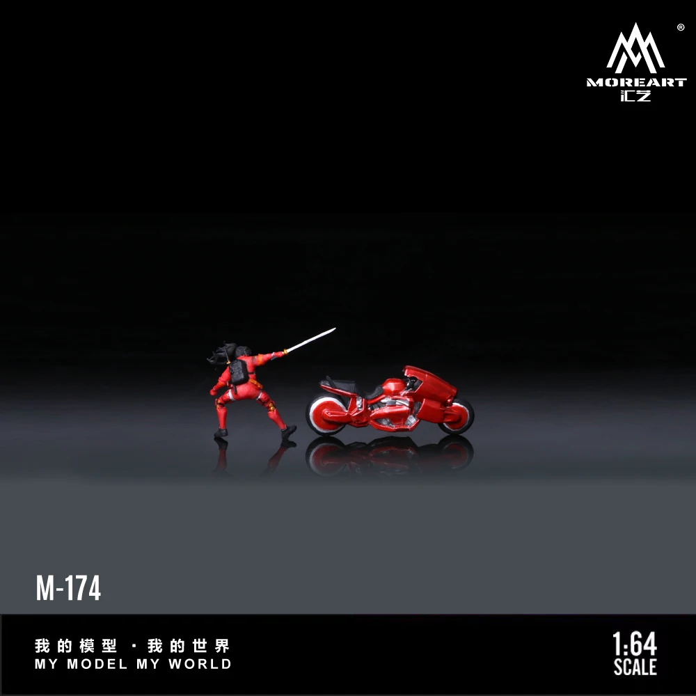 MoreArt 1:64 Red Swordsman Motorcycle Beauty Figure Resin Model, Miniature Scene Decoration Gift&Display
