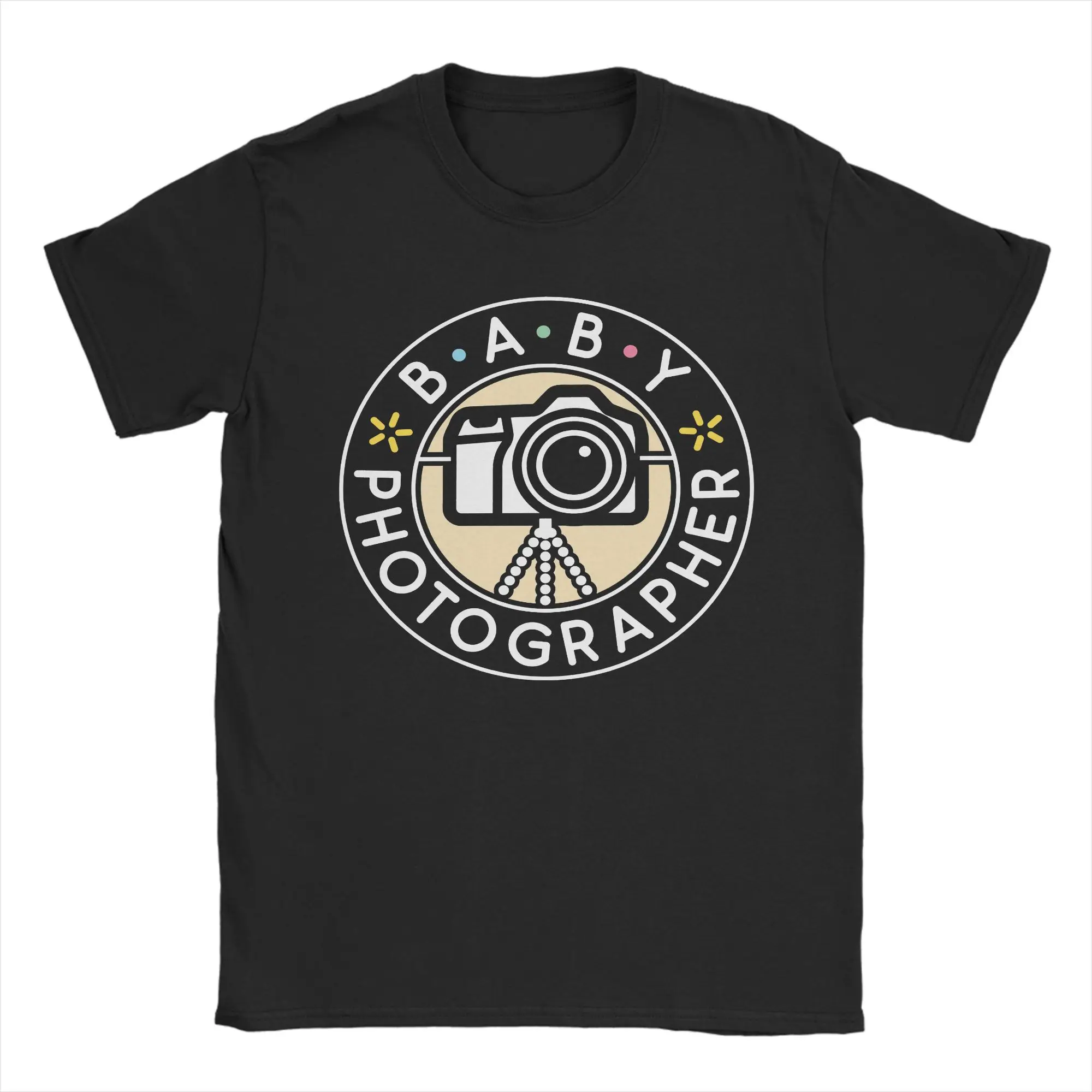 Baby Photographer T-Shirt Men 100%Cotton Tops Harajuku  Round Neck Short Sleeve
