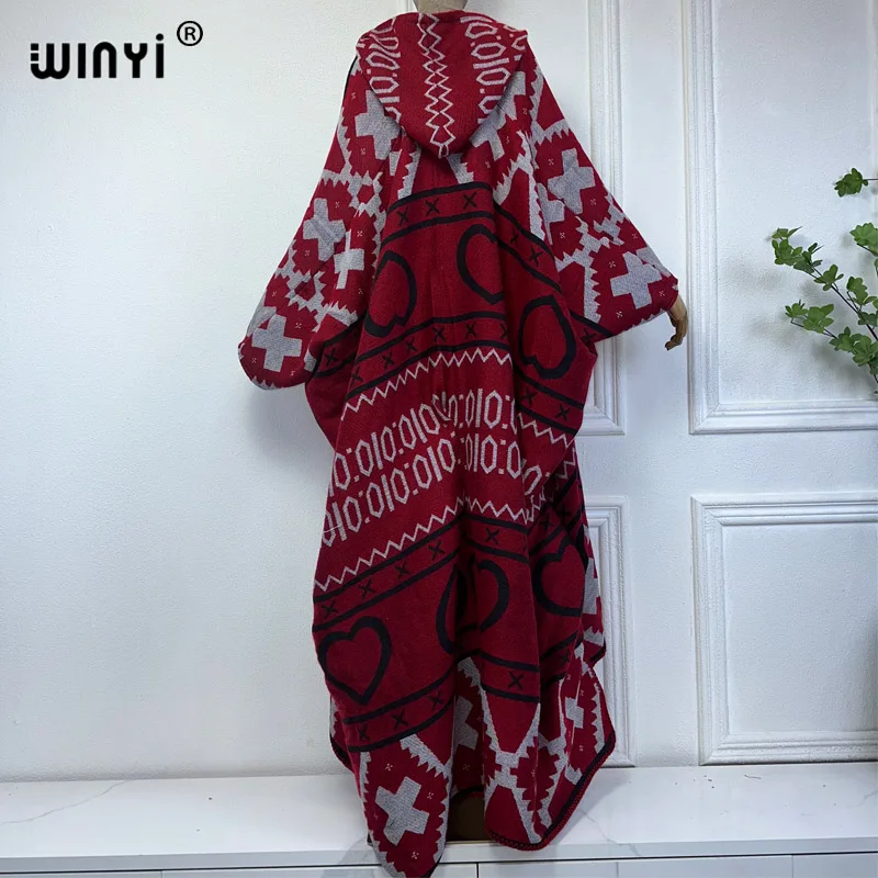 WINYI new Winter dress outfits Women high quality Coat Loose Thick Warm Female kaftan Coats poncho dress Hooded mop coat Abaya