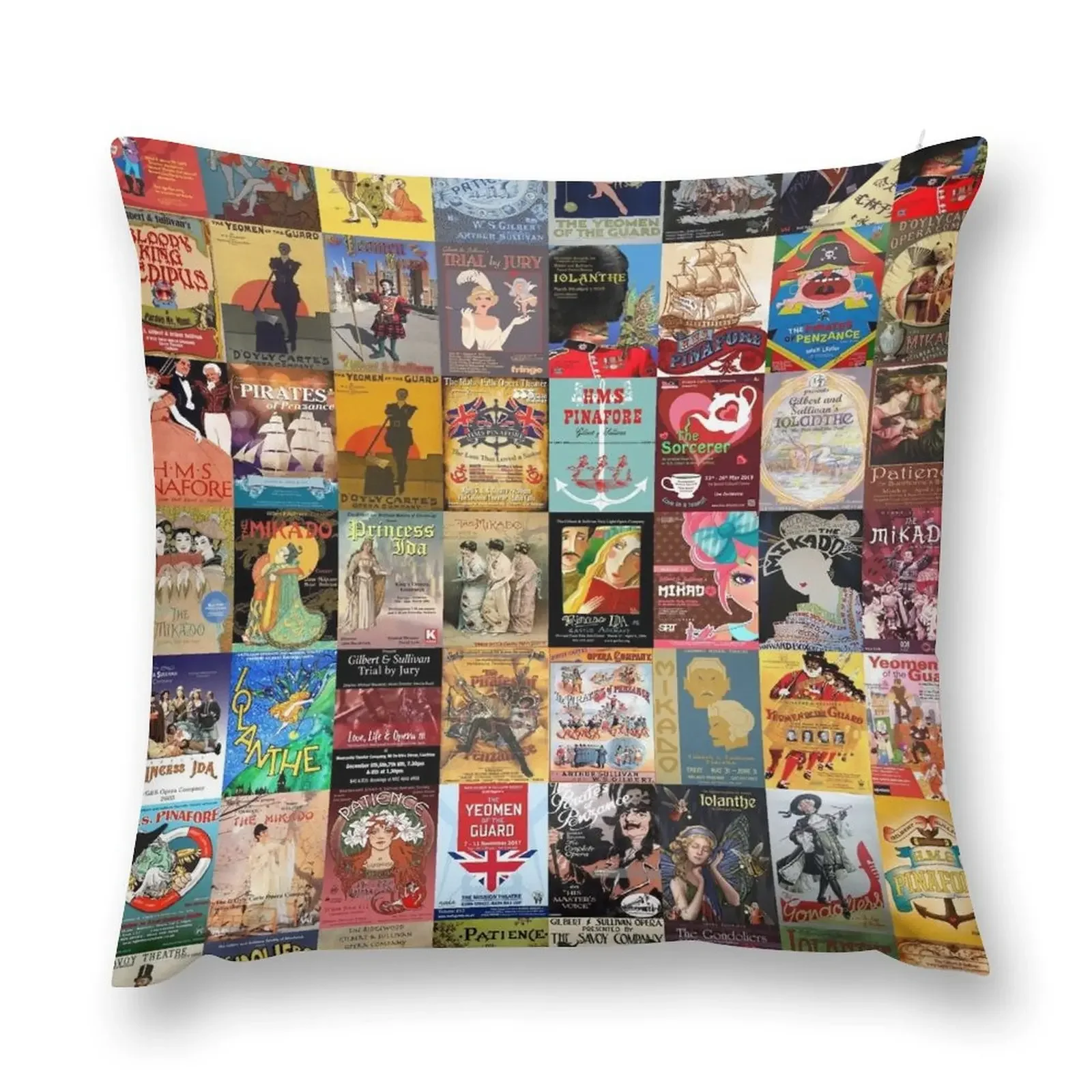 Gilbert and Sullivan Opera Posters Throw Pillow covers for pillows Sofa Cushions Covers pillow