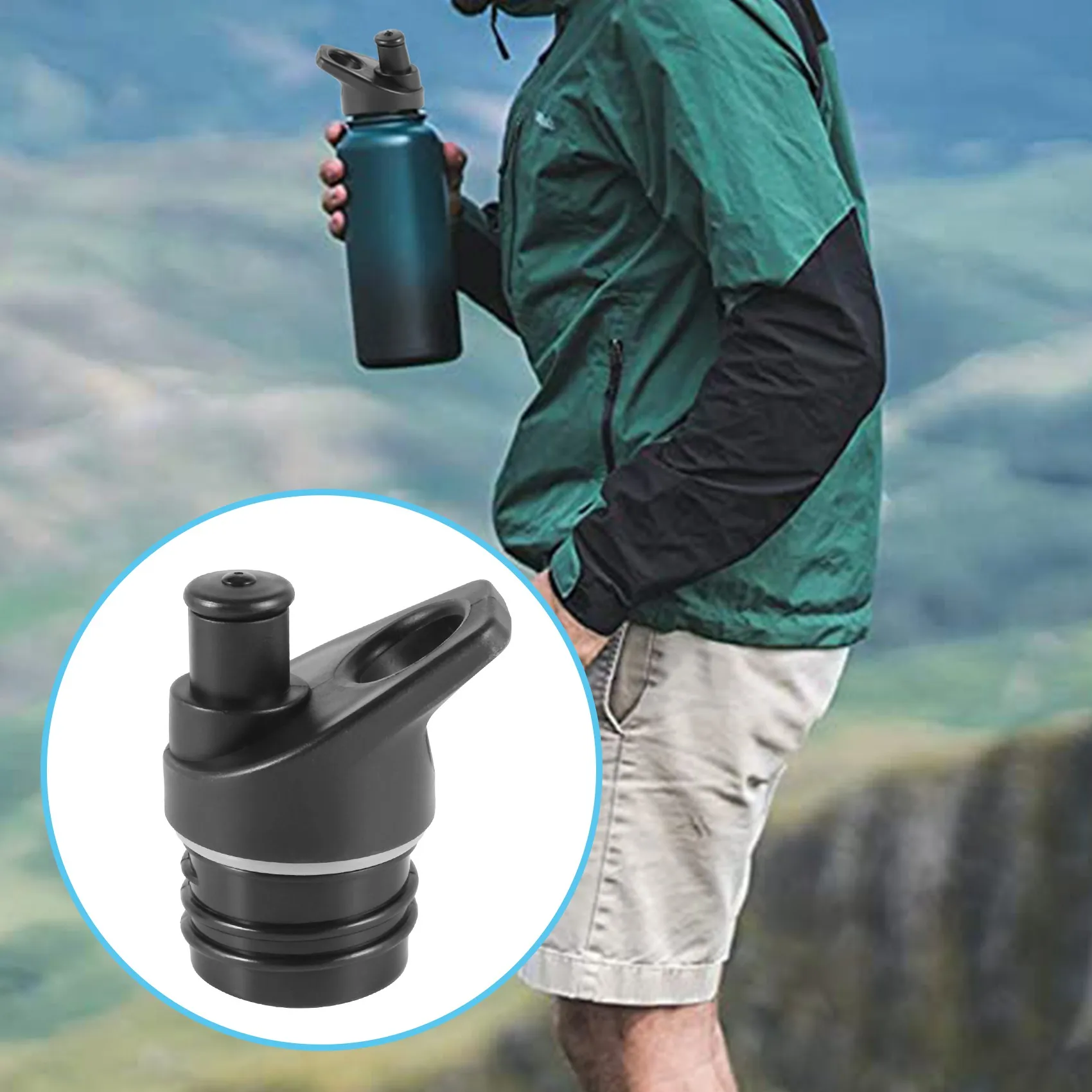 ABXY Sports Water Bottle Straw Lid, 12 Oz, 18 Oz, 21 Oz, 24 Oz Leak Proof Straw Cap, Flip Cap, 4 Straw,4 Cleaning Brushes view 3