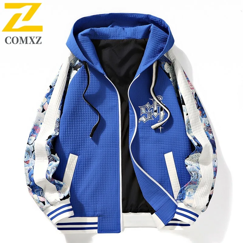 

COMXZ 2025 Мужская молодежная короткая ветровка, осеннее модное пальто с капюшоном, легкая удобная верхняя одежда в гонконгском стиле