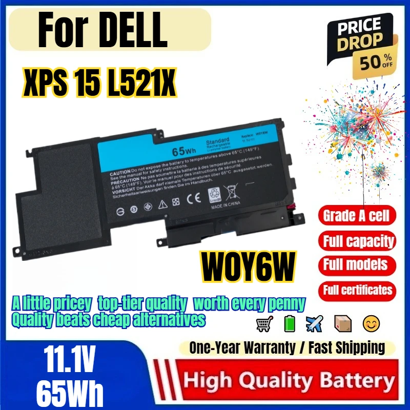 W0Y6W for DELL XPS 15 L521X  Laptop Battery 0 Cycle High Quality High Capacity Battery Replacement Bateria Grade A Cell