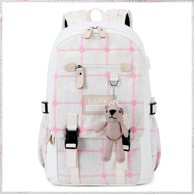 Женская парусиновая школьная сумка, дорожная сумка, большая вместительная школьная сумка для школьников, рюкзак для школьников младших классов