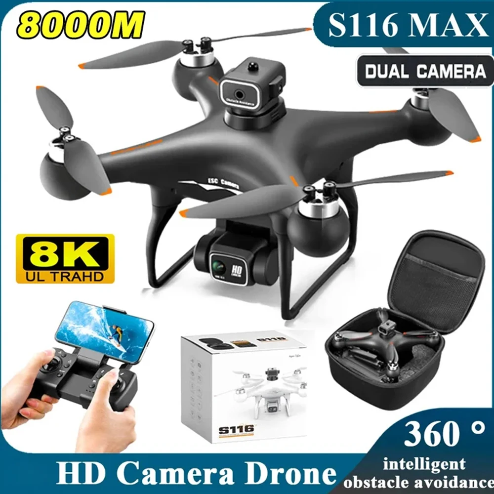 전문가용 S116 MAX 드론, 4K 와이파이 FPV 카메라, 360 ° 장애물 회피 브러시리스 모터, RC 쿼드콥터 미니 드론 장난감