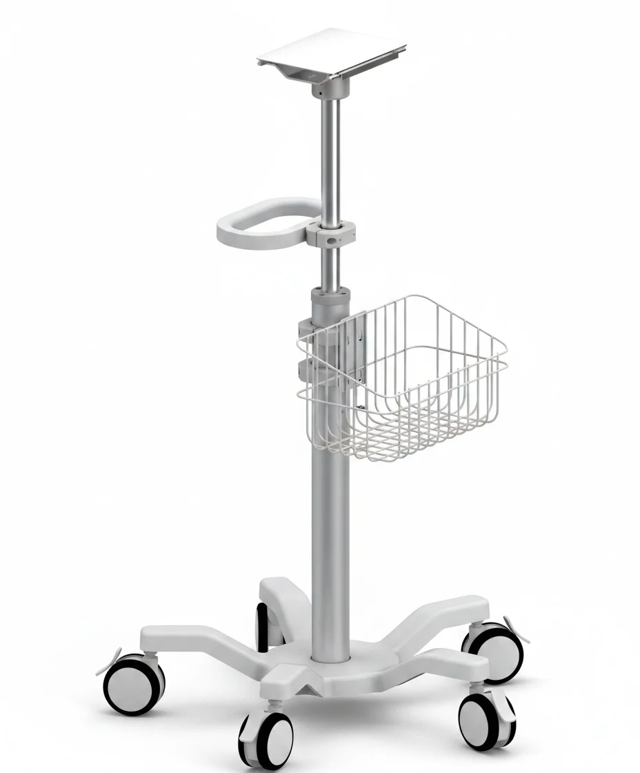 

Medical Monitor Cart, Height Adjustable Patient Monitor Stand, Aluminum Alloy, 55lb Capacity, Silent Wheel Clinic Cart