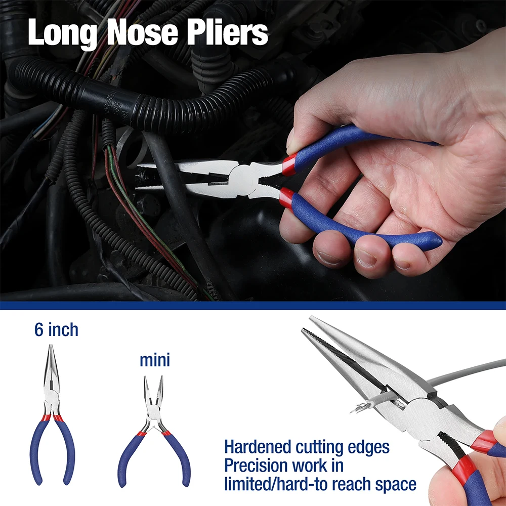 7-piece pliers set, including slotted pliers, needle-nose pliers, and adjustable pliers LK-AA611