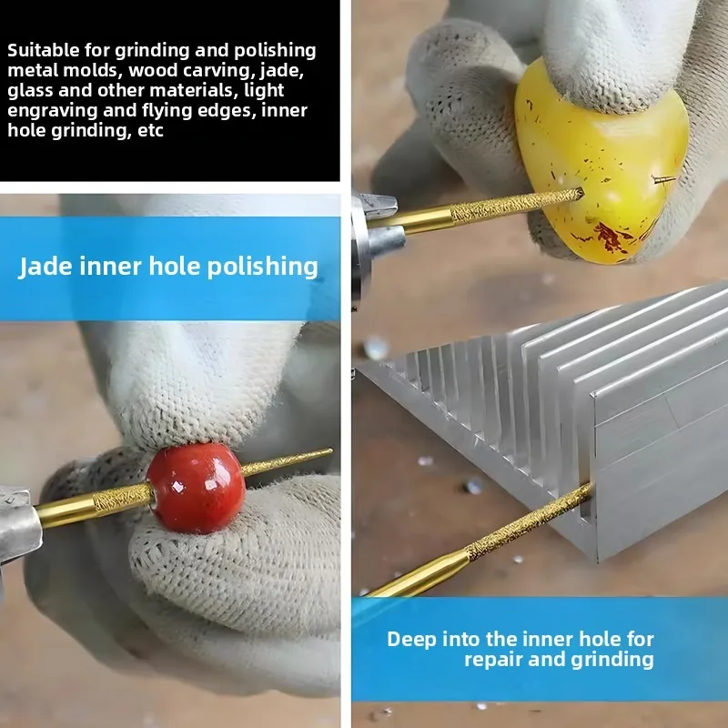 30PCS Diamond Burr Bits Drill Kit 3mm 1/8" Shank for Rotary Tool Metal Glass Stone Shells Jewelry Making