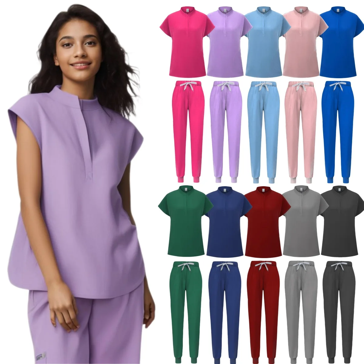 Mulheres Manga Curta Uniforme Médico, Camisa de Cirurgia, Pet Shop, Médico, Enfermeira, Conjunto Uniforme de Enfermagem, Vestuário de Trabalho, Esfoliante, Tops, Calça