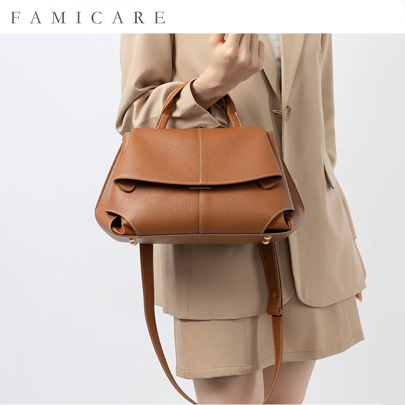 

New Women's Genuine Leather Handbag Girls Commuting Versatile Single Shoulder Messenger Bag Ladies Luxury Crossbody Shell Bags