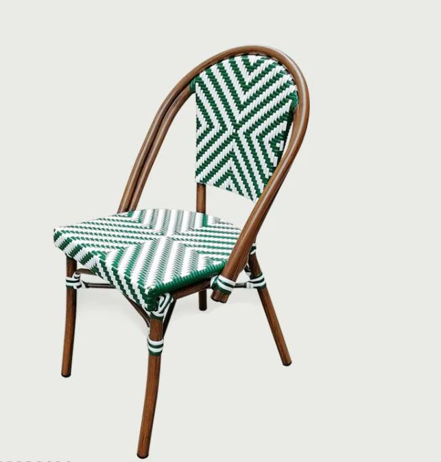 French Dining Chair Cafe Table Chair Nordic Rattan  Retro Back Stool Balcony Leisure Rattan  Courtyard Outdoor