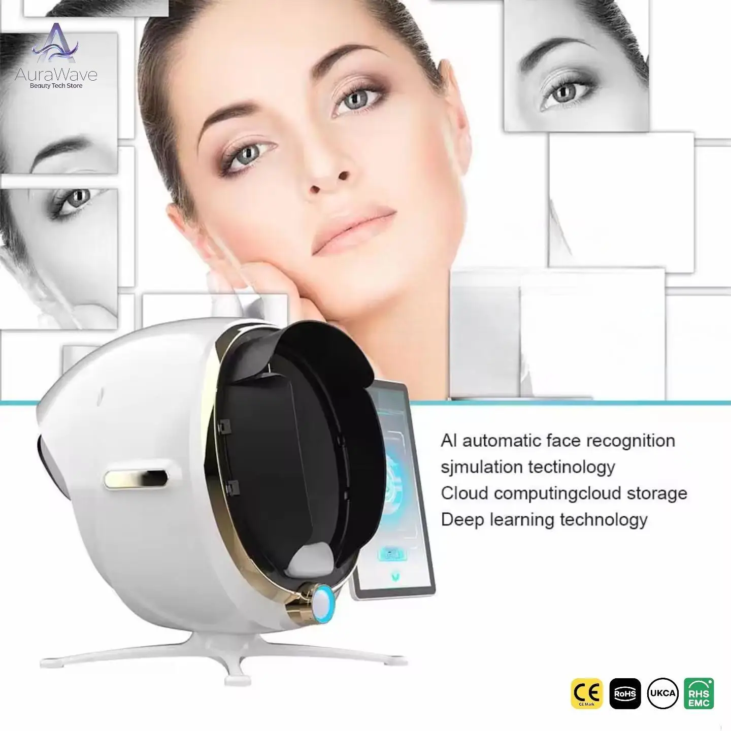 Najnowszy system diagnostyki skóry 3D, 36 milionów pikseli, urządzenie do analizy twarzy, analizator wilgotności skóry, urządzenie do użytku w salonach kosmetycznych, model 2025
