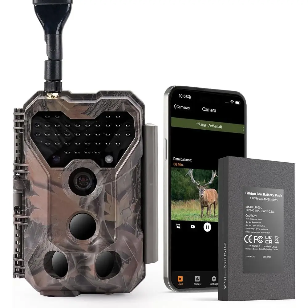 

4G LTE Trail Camera S965 Pro 2025, 7800mAh Battery, 48MP 1296p HD Video with Audio, Compatible with Major US Carriers, Live View