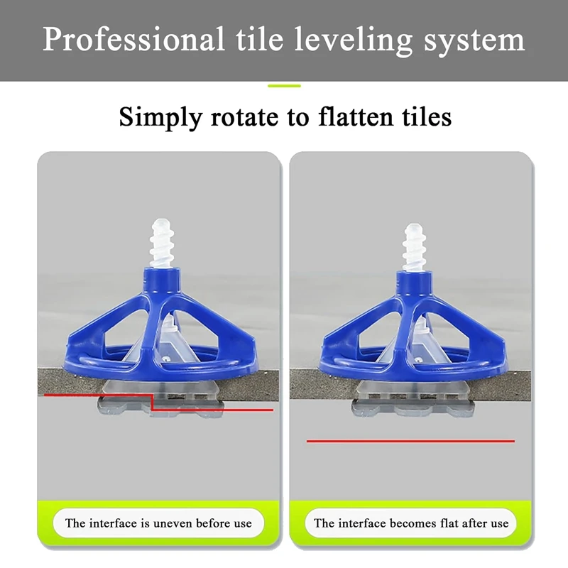 Imagem -02 - Sistema de Nivelamento 50 Porcas Reutilizáveis e 100 Bases Espaçadores para Piso Auto-adesivo Fácil de Usar