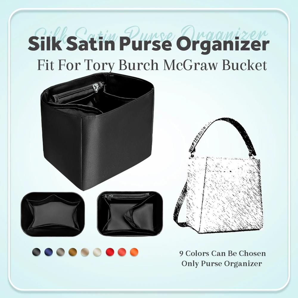 

Silk Satin Purse Organizer Insert, Inner Bucket Bag Storage Insert Fit for Tory Burch McGraw Bucket Inside Storage Cosmetics Bag