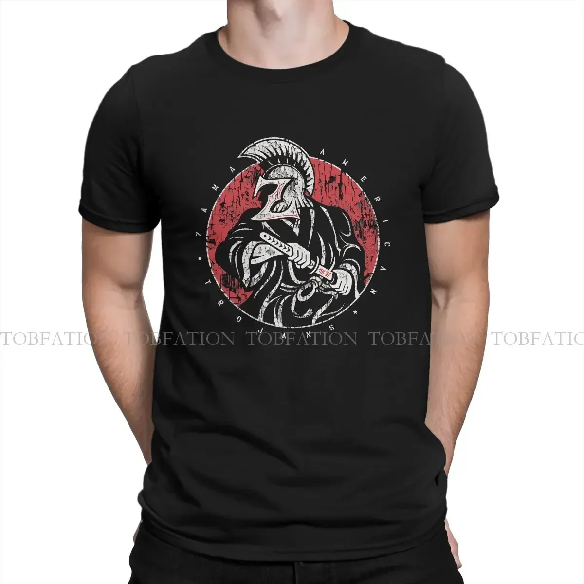 Samurai Style Pure Cotton TShirt Trojan Samurai Classic Elegant T Shirt Oversized Men Clothes New Design Trendy