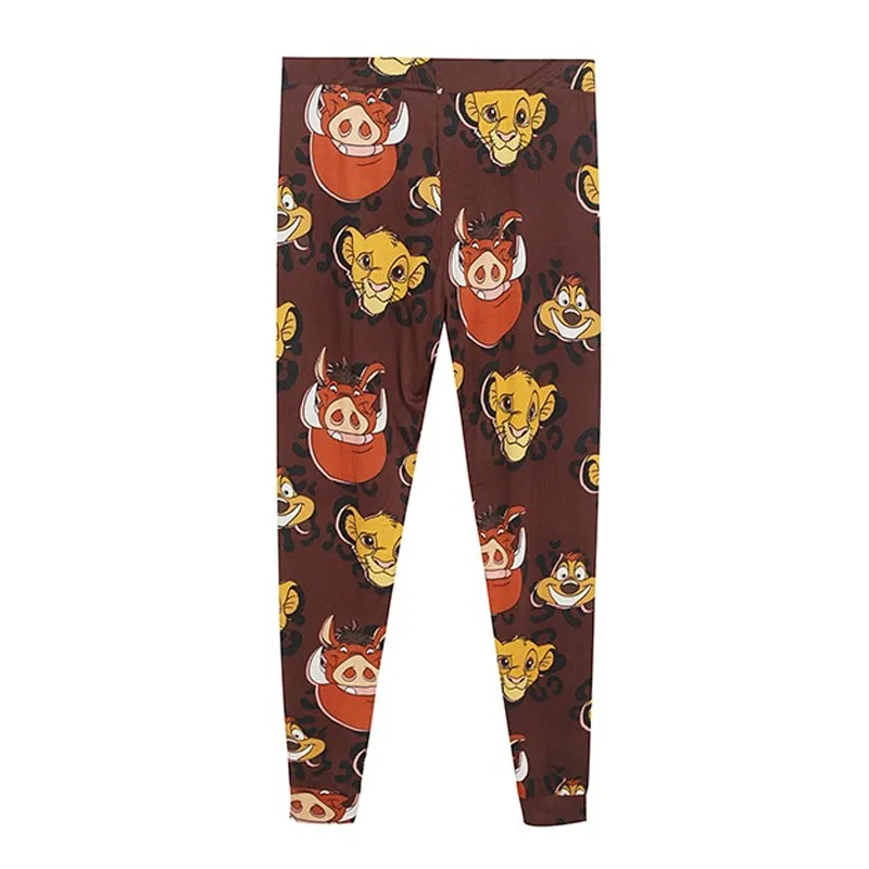 Disney The Lion King Simba Pumbaa Cartoon Sports Pants Women Jogging Yoga Fitness GYM Running Home Casual Long Pants Trousers