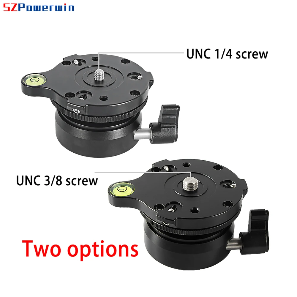 Powerwin Horizontal Adjustment Tripod Leveling Base Aluminum Alloy 1/4\