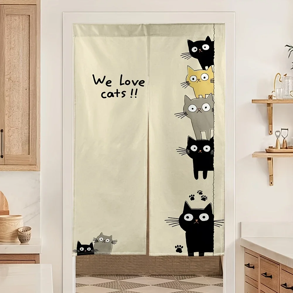 Cute Cat Lover Door Curtain Nursery Room Decor Funny Pet Art We Love Cats Bathroom Shower Curtain