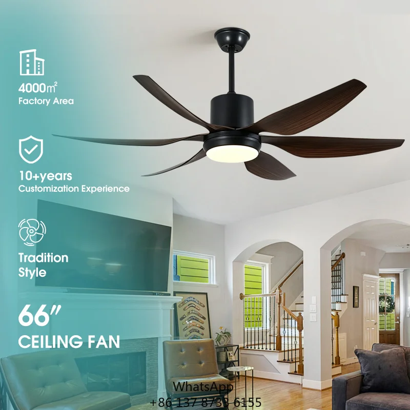 Model 801 66inch Electric DC Motor Air Cooling Fan With Light Remote Control Plastic Material For Household & Hotel Use