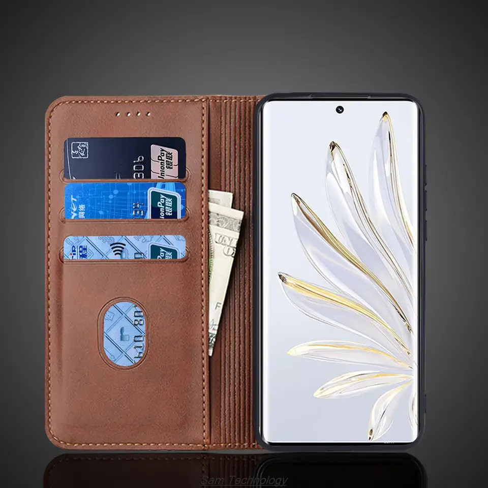 Funda magnética de cuero tipo flip con soporte para Huawei Honor 70 Honor70 6.67 pulgadas con bolsillo 5