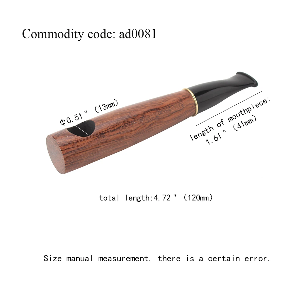 1piece tobacco pipe, portable DIY pipe, 9mm flue, Straight handle solid wood pipe, cigar accessory,  length 120mm , smoking gift