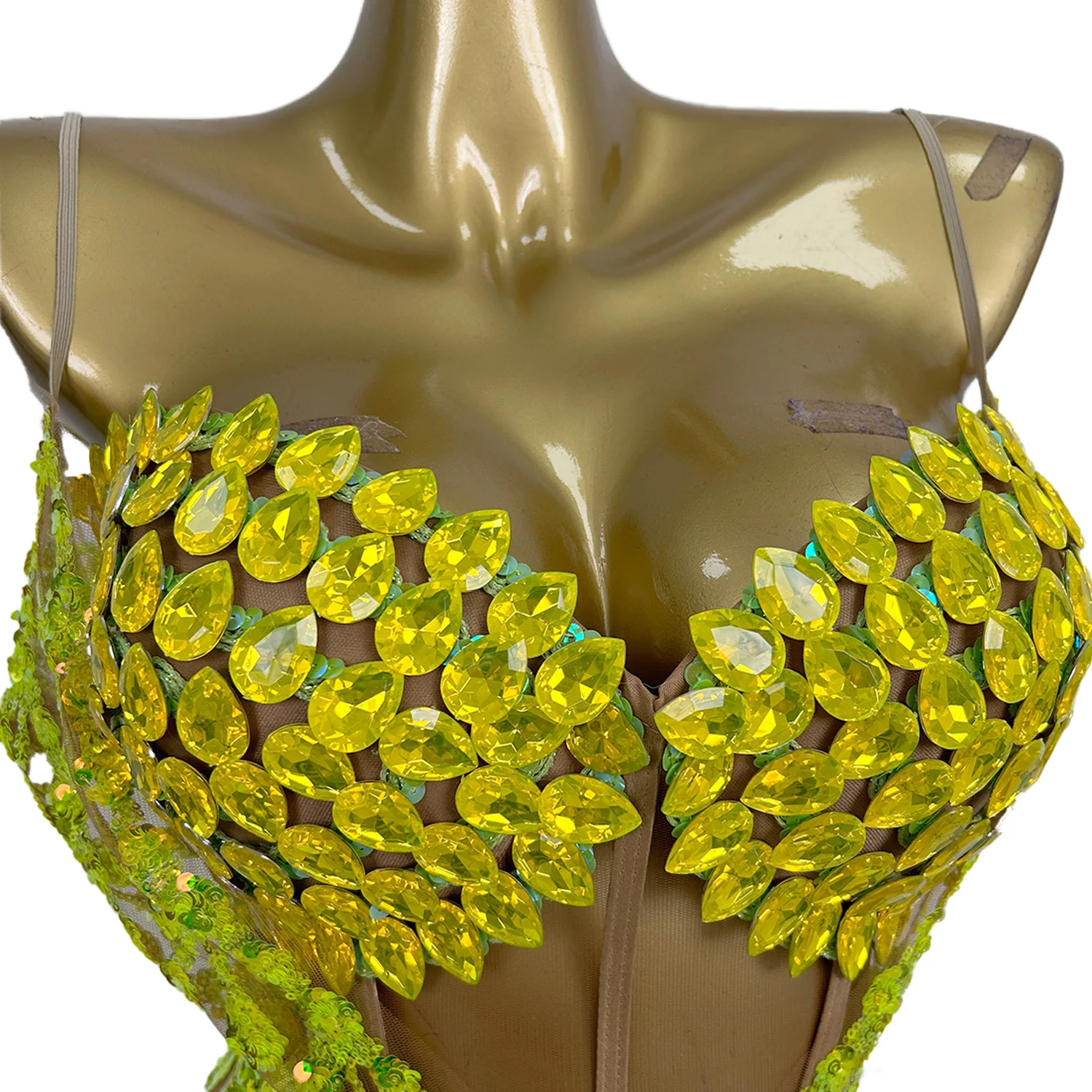 Seksowny Gorset Bikini z Cyrkoniami Sukienka na Imprezę do Klubu Nocnego 2-częściowy Zestaw Strój Striptizerki Suknia Wieczorowa Damska Mini Sukienka na Bal