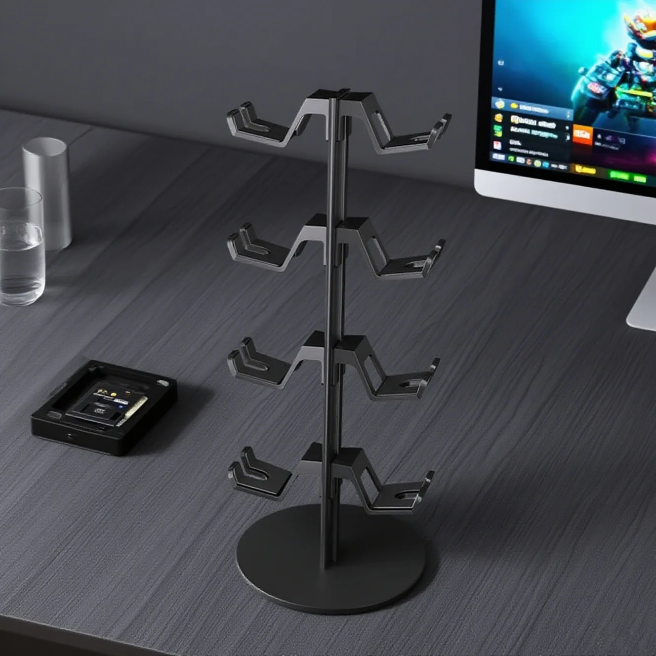 Headset Stand 3/4 Tiers for Desk Rotatable Controller Stand Compatible with Switch2 Headphone Holder for 9/12 Packs Controller