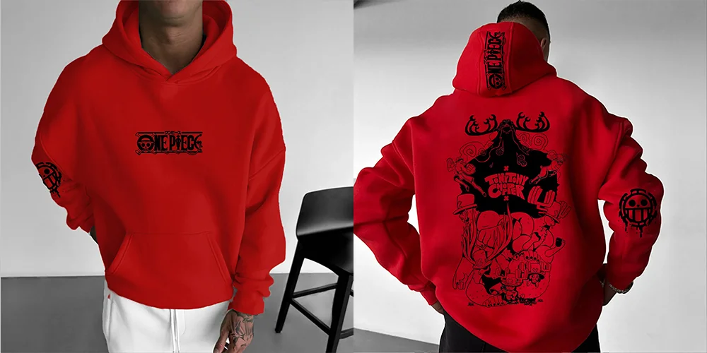 Hoodie One Piece - Katun Premium, Bernapas & Elastis |   Hoodie yang Nyaman | Hoodie Pullover Ideal untuk Penggemar & Gaya Hidup Aktif