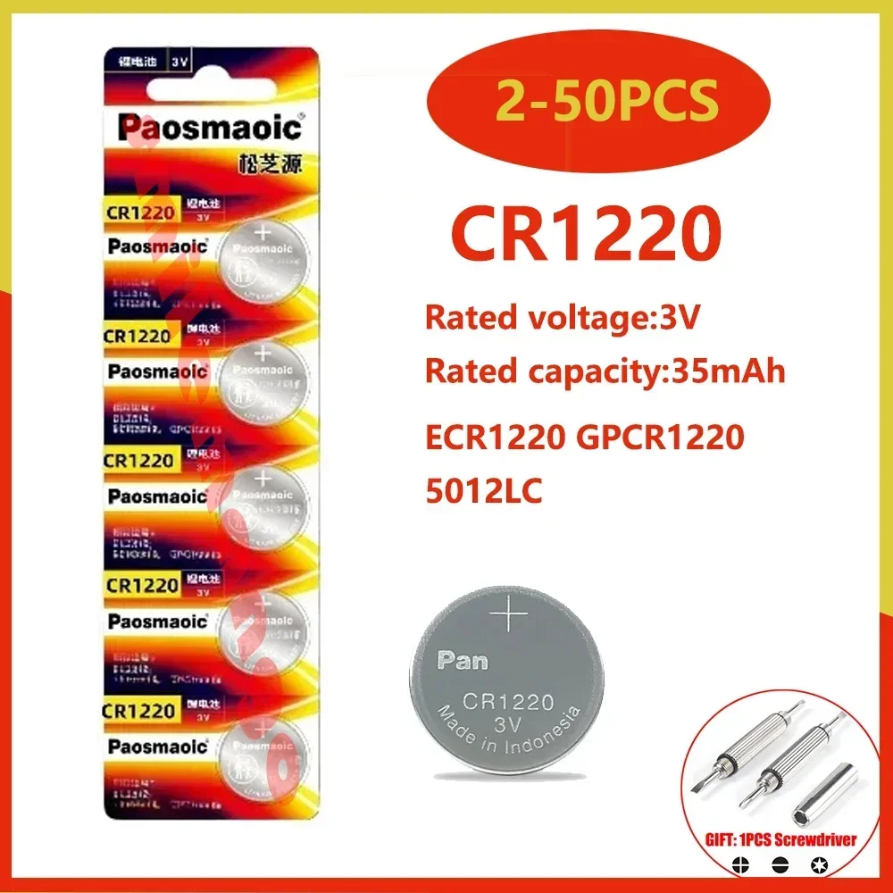 

Original 2-50pcs CR1220 3v Lithium battery ECR1220 GPCR1220 5012LC 1220 for Specialized car remote control watch screwdriver