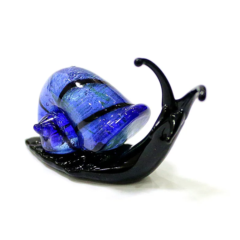 Silver Foil Murano Glass Snail Miniature Figurines Cute Animal Collection Home Garden Decor Art Ornaments New Year Gift For Kids