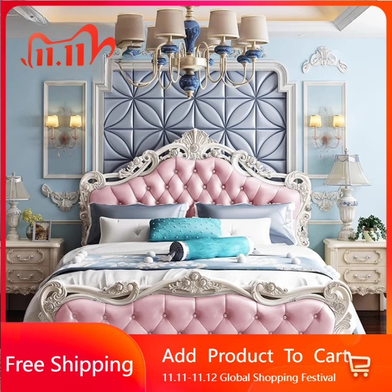 

European Double Bed Adult High Quality Salon Bedroom Modern Designer Bed Minimalist Aesthetics Romantic Trendy Muebles Furniture