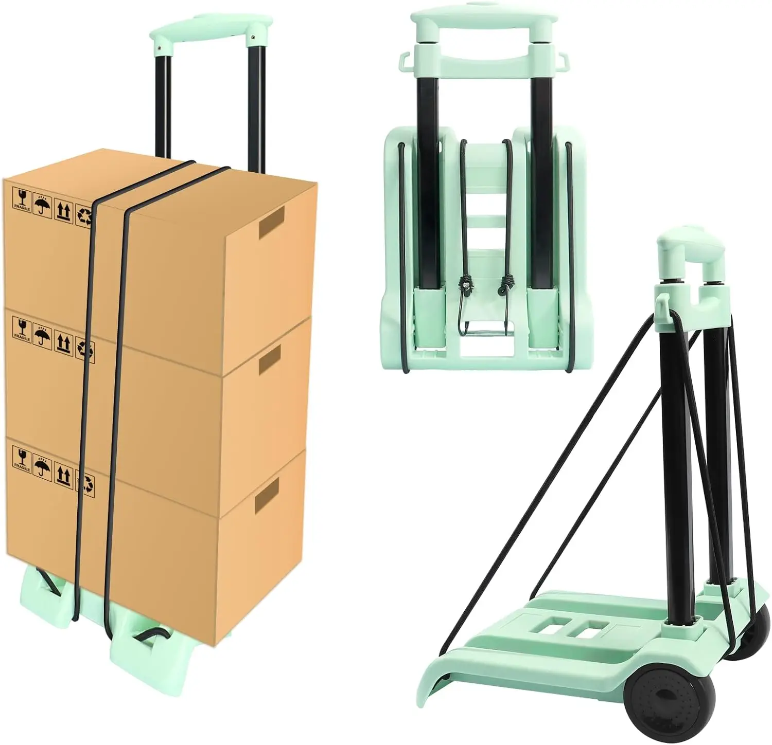 شاحنة يدوية قابلة للطي، عربة دوللي قابلة للطي للتحريك، عربة منصة دوللي المرافق أقصى قدرة 40 كجم/88 رطل ارتفاع قابل للتعديل