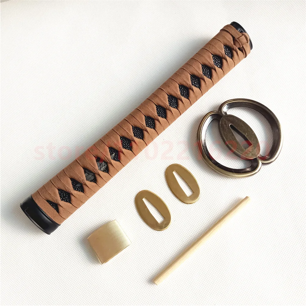 Very Nice Tsuka Handle Hilt Alloy Tsuba Handguard Guard Brass Habaki Seppa For Real  Japan Samurai Katana Sword Fittings