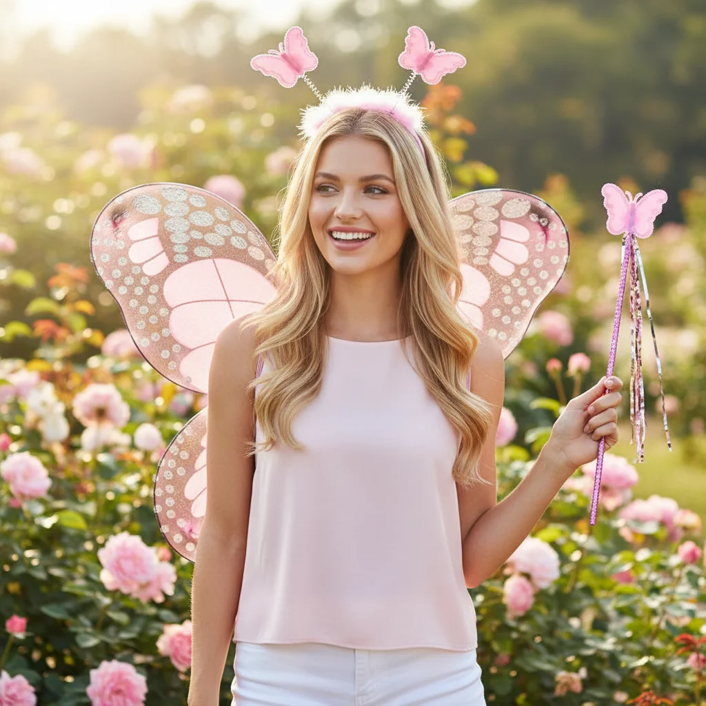 

Simulation Butterfly Children Costume Props Princess 2-8year Butterfly Skirt Suit Headband Tutu Skirt Fairy Costume Set