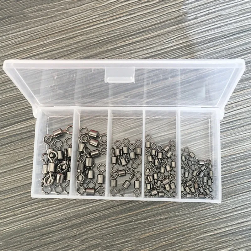 New 70 Pieces Swivel Small Set Box Eight-Character Ring Fishing Connector Connecting Ring Fishing Accessories