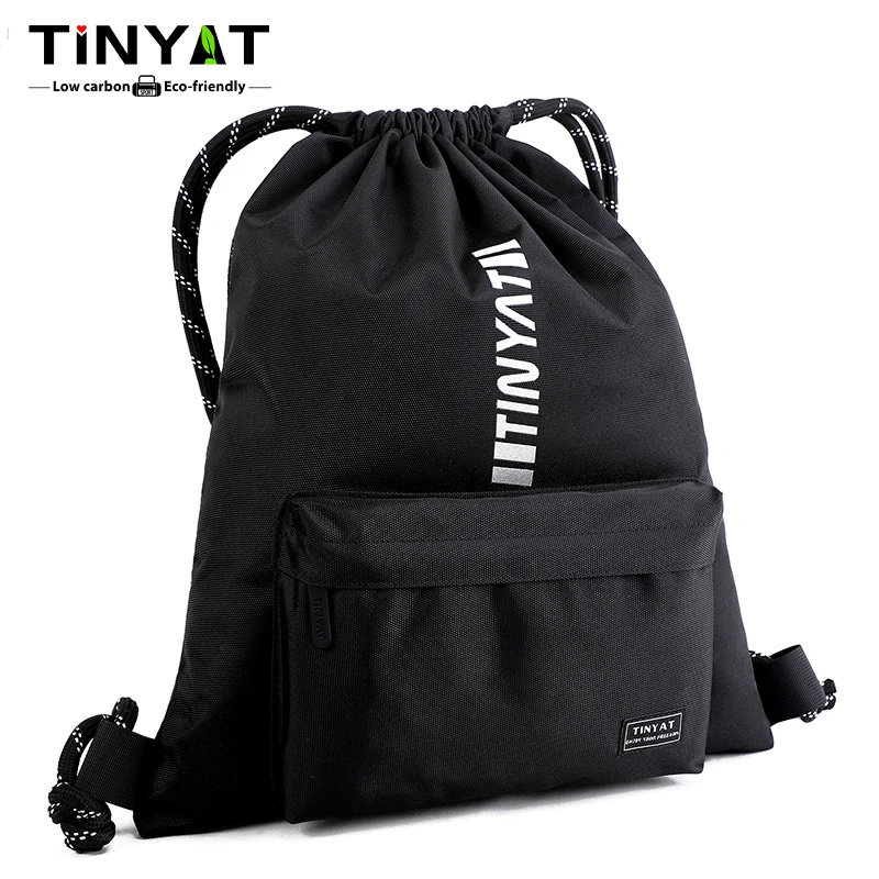 TINYAT Herren-Rucksack mit Kordelzug und verstellbaren Schultergurten, Sporttasche, leichte Polyester-Reisetasche für den täglichen Gebrauch
