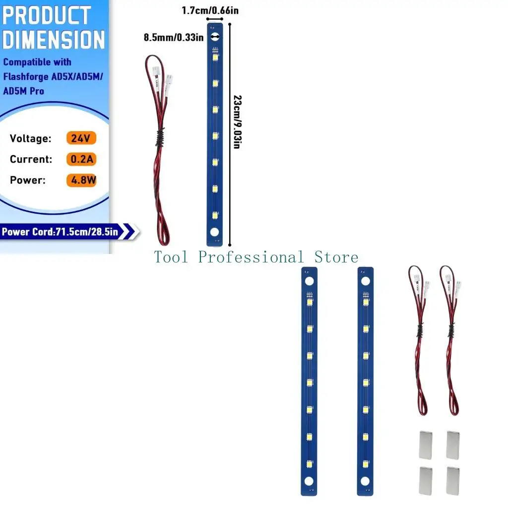 57QF 4Pcs 9.06 Inches LED Light Bar Strips For 3D Printer Enhances Printing Precise