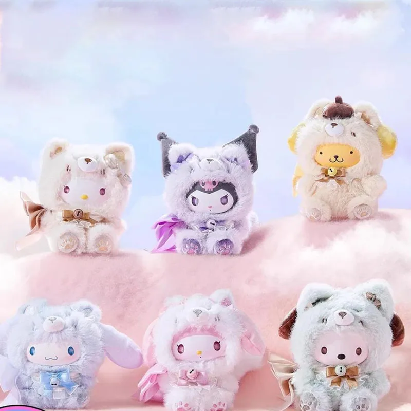 

Набор из 6 штук: Серия Sanrio Fox Island — Hello Kitty, Kuromi, Melody. Виниловые плюшевые игрушки, милые кулоны-лисицы, подвески для сумок, украшения, игрушки (слепая коробка)