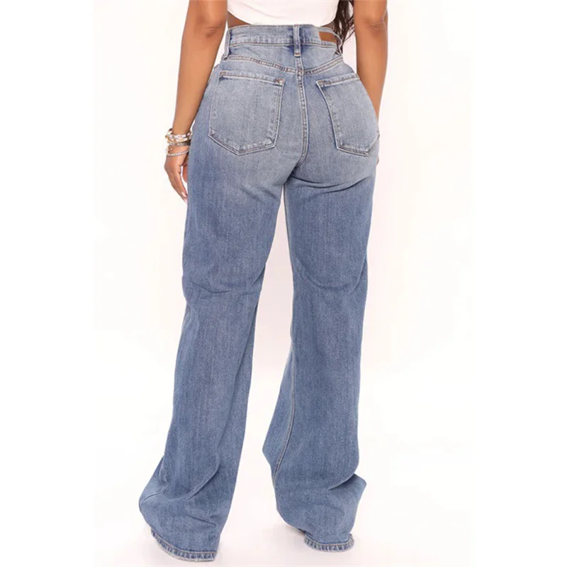 Women Street Hip Hop Loose Straight Jeans New Fashion Vintage Solid Color High Waist Denim Pants Female Casual Wide Leg Trousers