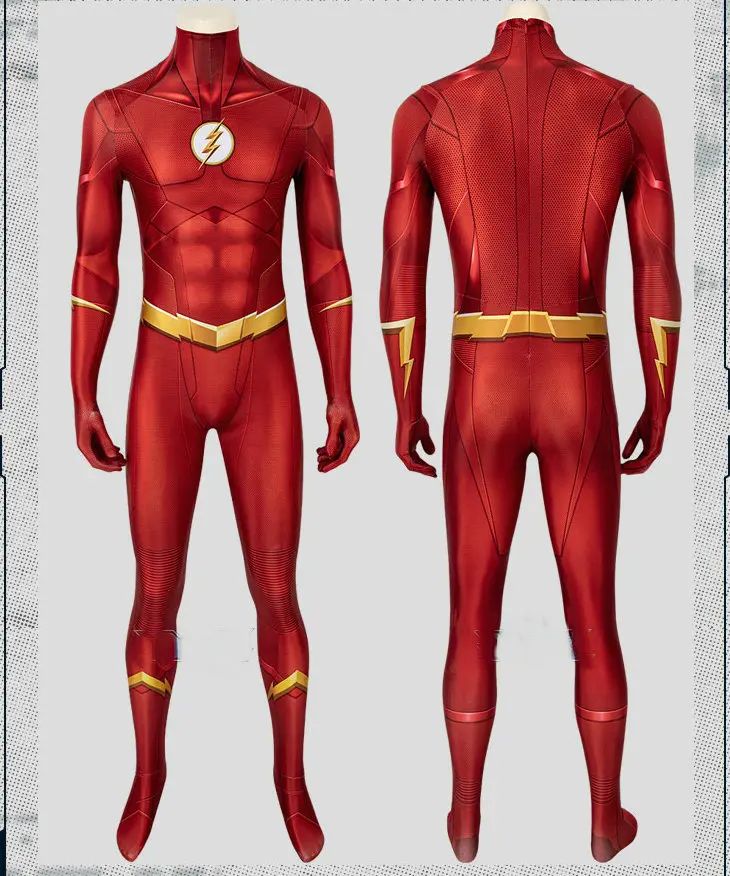 Flash 5 Cosplay Costumes Barry Cosplay Bodysuit Spandex Zentai Jumpsuits With Mask Tights Bodysuits