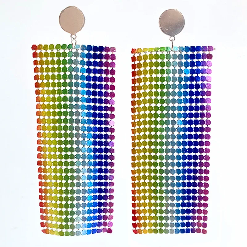 New Independence Day Earrings US Flag Rainbow Zebra Leopard Pattern Aluminum Sheet Metal Mesh Earrings Party Shining Earrings