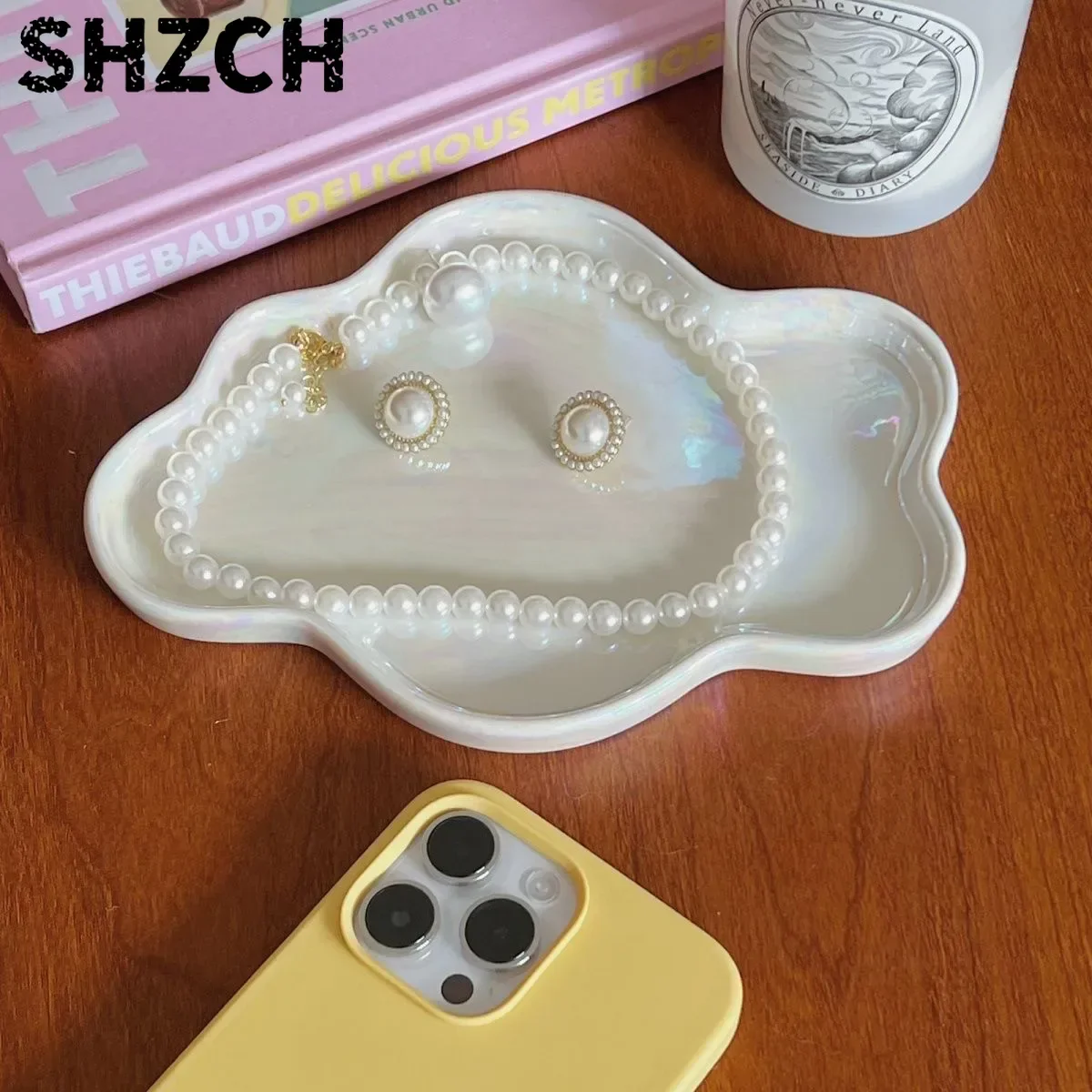 Ceramic Cloud Jewelry Tray Trinket Dish Key Bowl Nightstand Decor Jewelry Dish,Ring Dish Holder,Vanity Decor